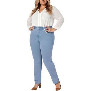 NYDJ Womens Marilyn Blue Stretch Denim Straight Leg Jeans Plus NWT